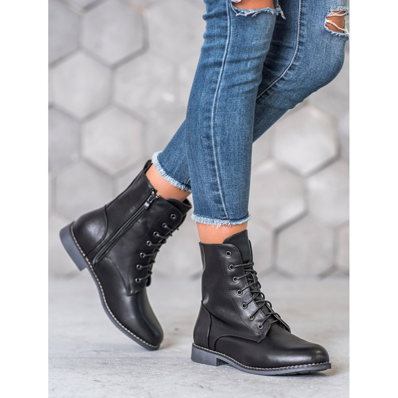 Super Me Vysoké boty s eko kůží černá 2