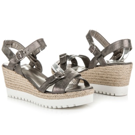 Kylie Espadrilky stříbrné sandály šedá 1