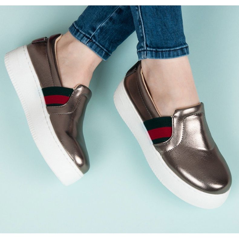 Kylie Slipony na platformě šedá 1