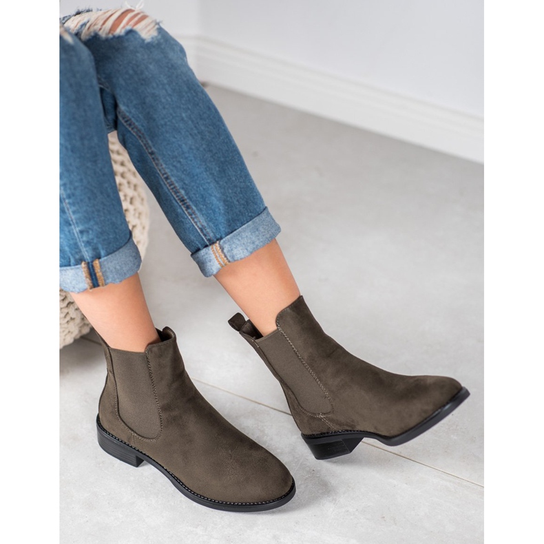 SDS Semišové boty Chelsea zelený 1