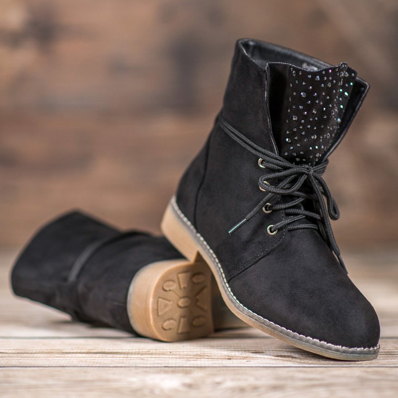 Boty s krystaly černá 1