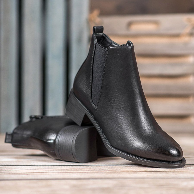 Ideal Shoes Klasické kozačky s gumičkou černý 2