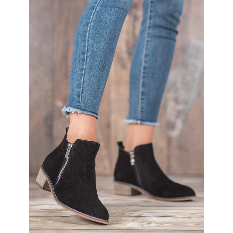 Goodin Kožené boty se zipem černá 1