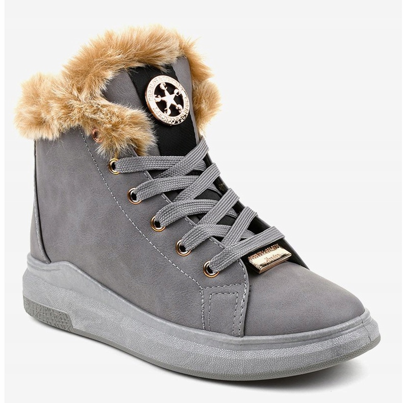 Teplé šedé tenisky TL135-3 šedá 1 Teplé šedé tenisky TL135-3 šedá 1