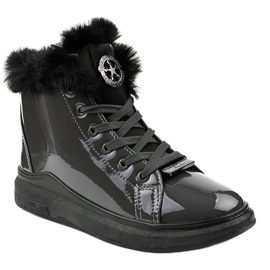 Lakované teplé šedé tenisky TL135-7 šedá 1