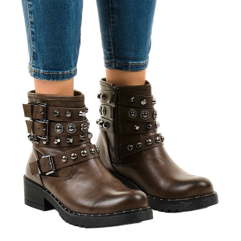 Hnědé zateplené boty 77-8 zelený 1