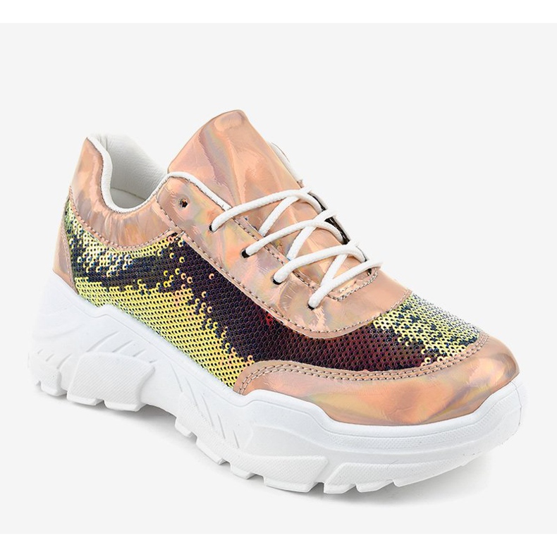 Šampaňské sportovní boty s flitry W-3118 žlutá 1