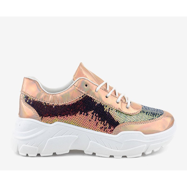 Šampaňské sportovní boty s flitry W-3118 žlutá 2