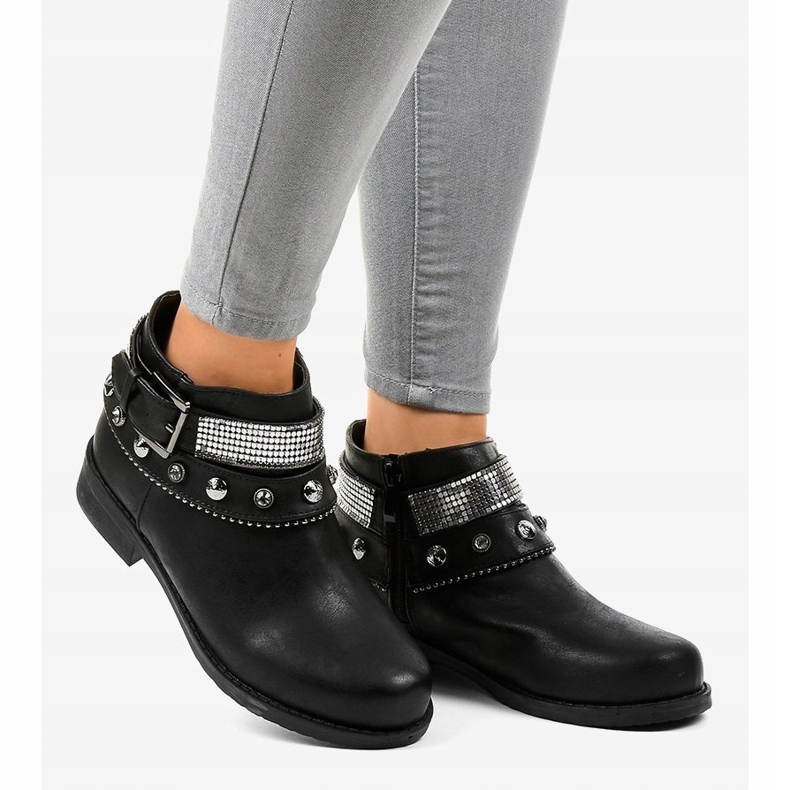 Černé kozačky zdobené zipem LL178 černý 2