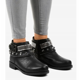 Černé kozačky zdobené zipem LL178 černý 1