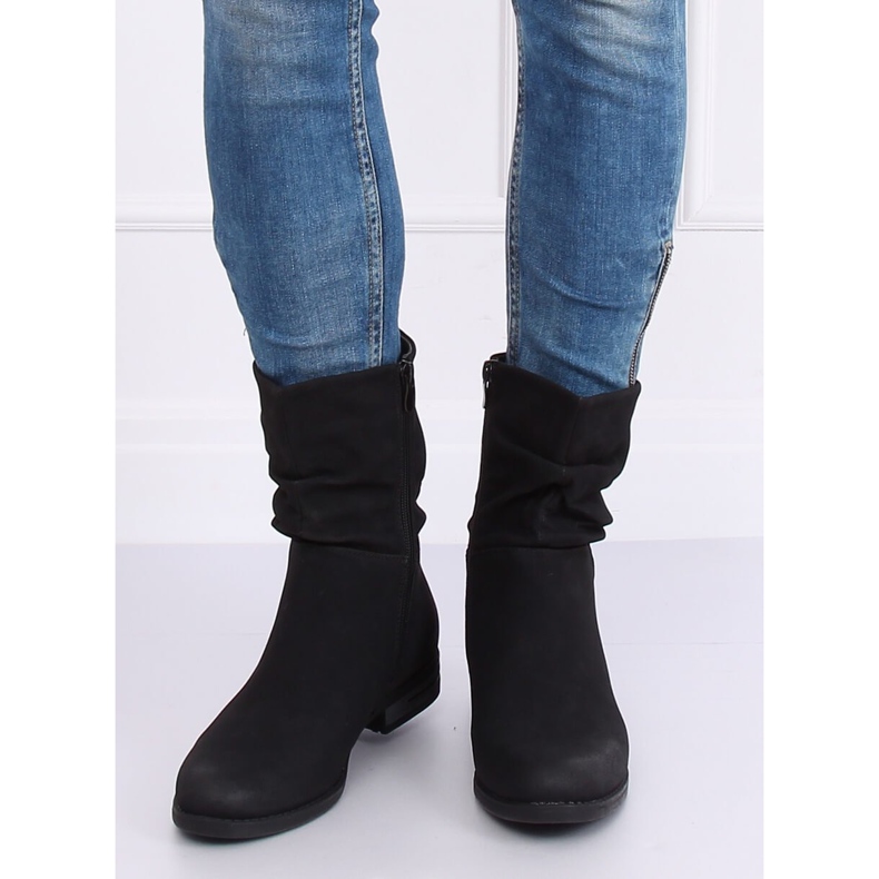 Černé dámské ploché černé kozačky 5139 Black černý 1