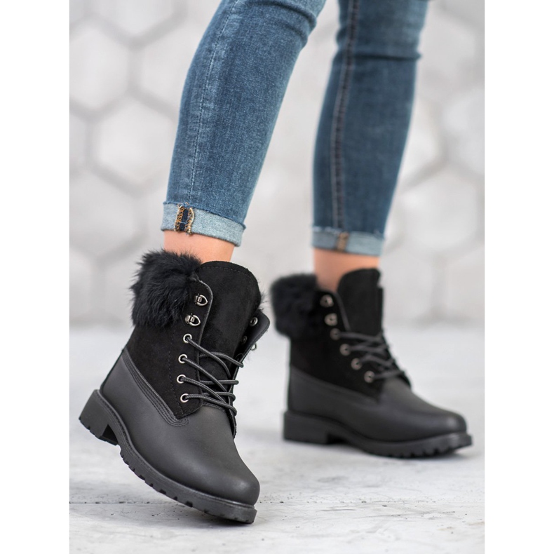 SHELOVET Trapery s kožešinou černá 1