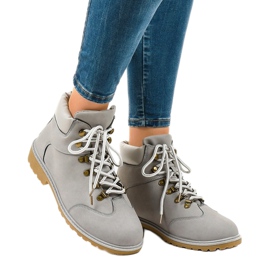 Šedé turistické boty bez izolace XDS1702 šedá 1