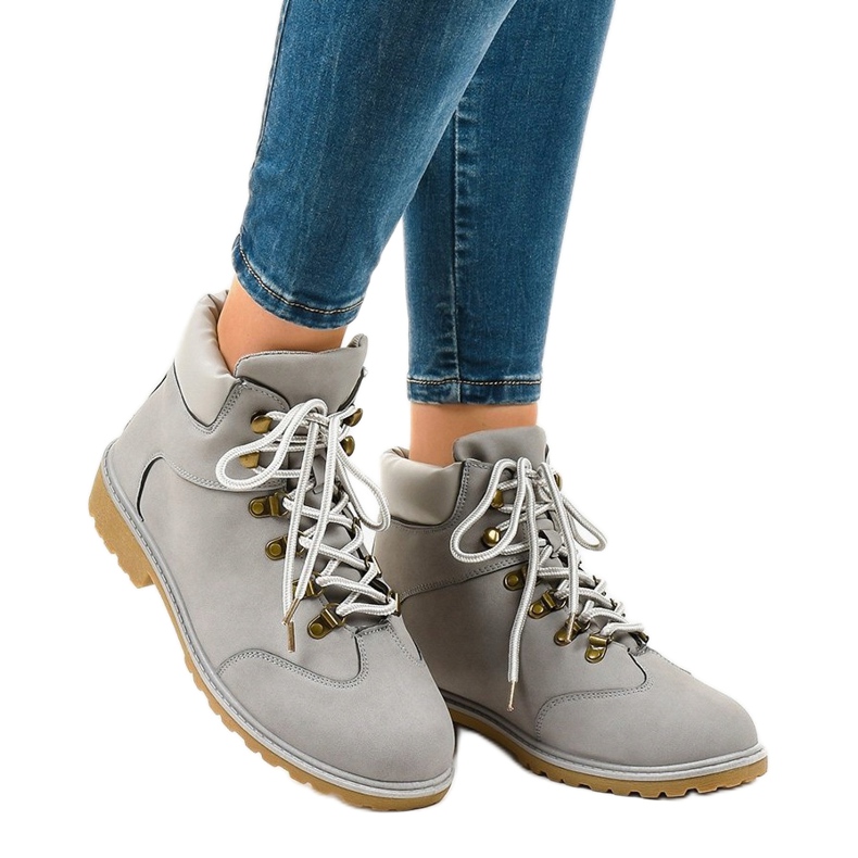 Šedé turistické boty bez izolace XDS1702 šedá 1