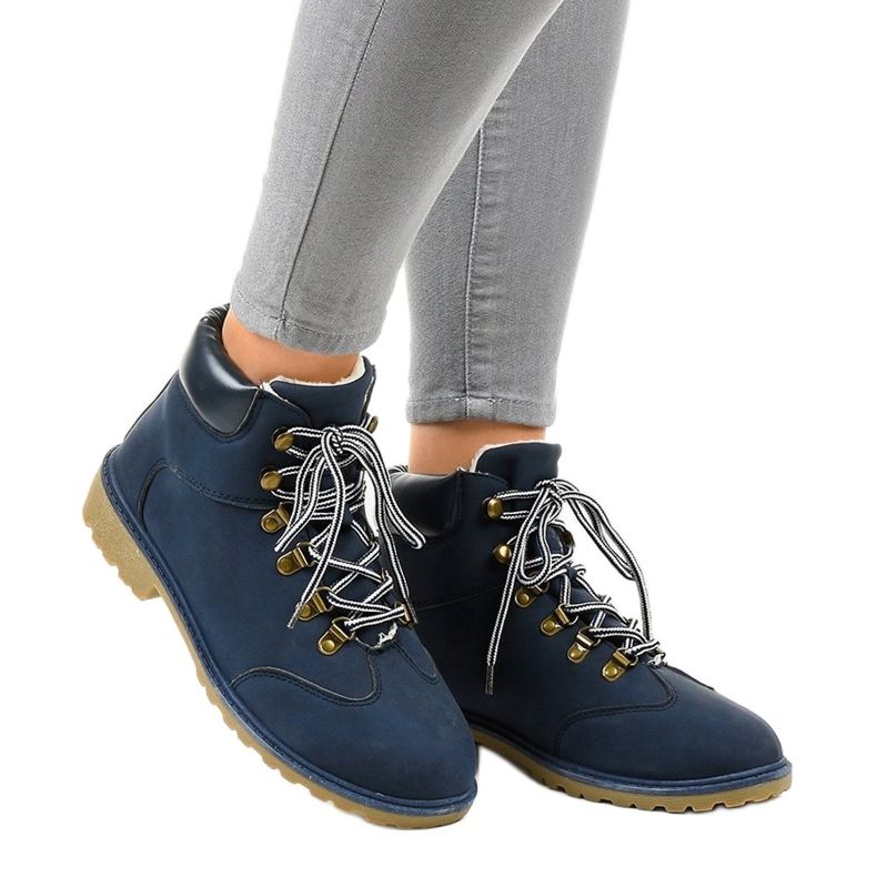 Tmavě modré zateplené boty DS1702 námořnická modrá 1