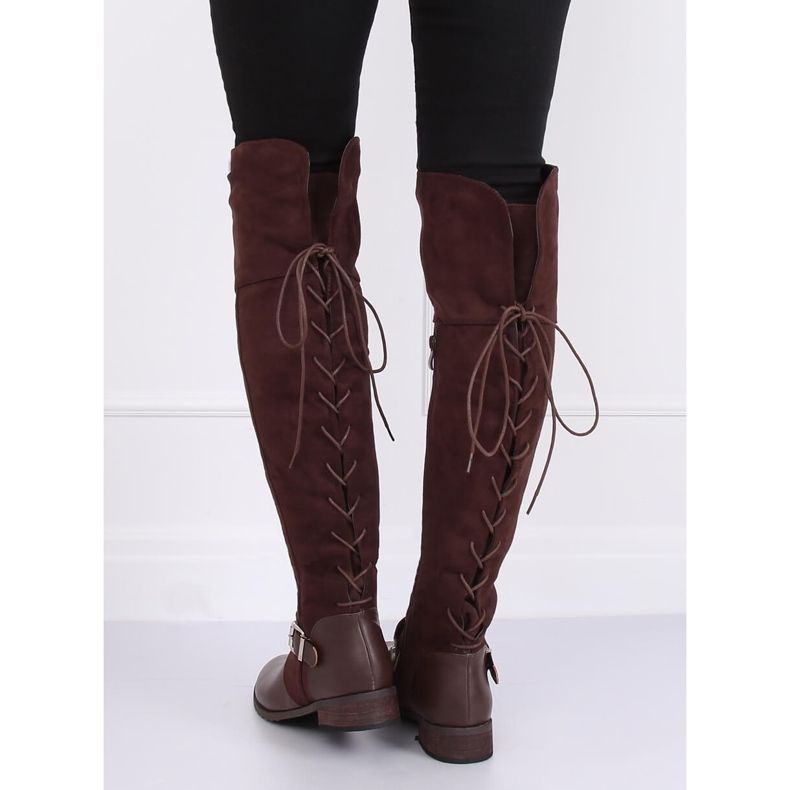 Kozačky nad kolena s plochými podpatky hnědá 688-3 Hnědá hnědý 1 Kozačky nad kolena s plochými podpatky hnědá 688-3 Hnědá hnědý 1