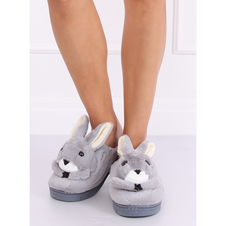 Šedé pantofle zajíčci šedé MA17 Šedá 1