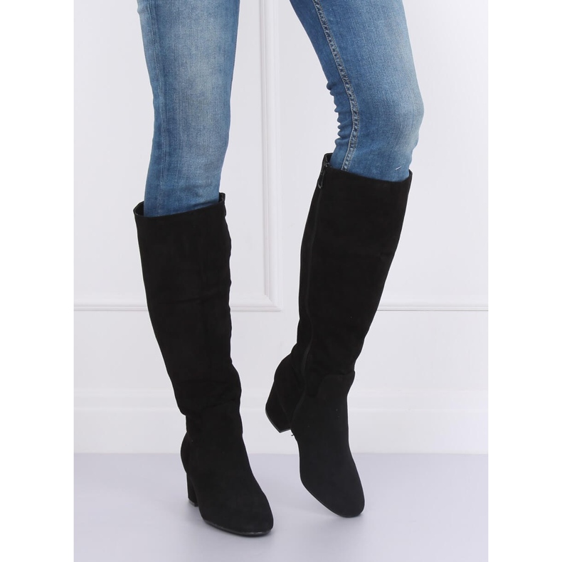 Černé vysoké podpatky boty YQ218P Black Ii Genre černá 2