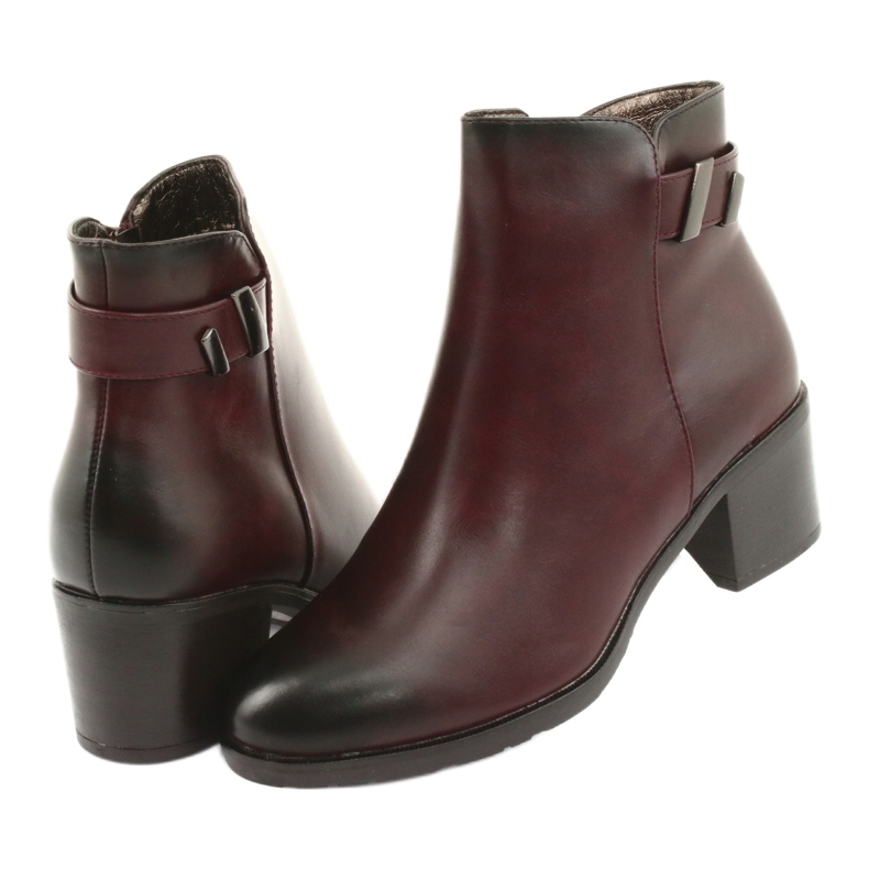 M.Daszyński Boty na zipu izolované Daszyński SA153 klaret červené vícebarevný 4