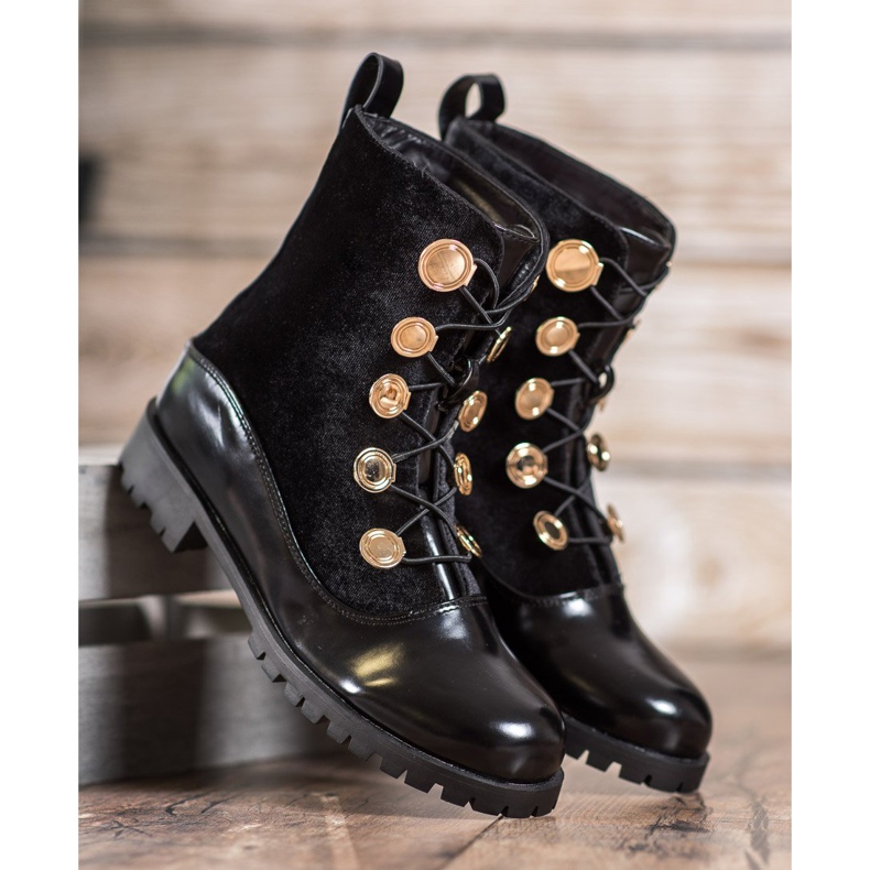 Seastar Velurové kozačky s žebrováním černá 1