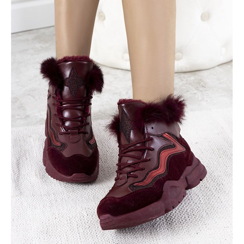 Teplé vínové tenisky LS-2062 červené 1