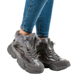 Teplé šedé tenisky LS-2062 šedá 1