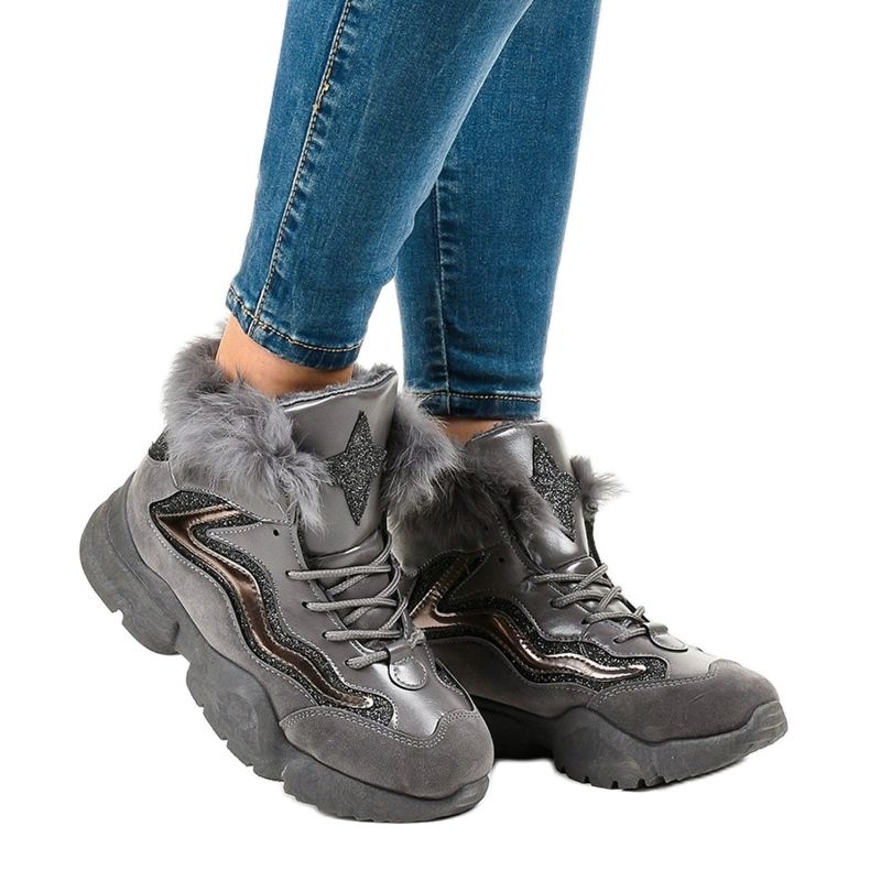 Teplé šedé tenisky LS-2062 šedá 1