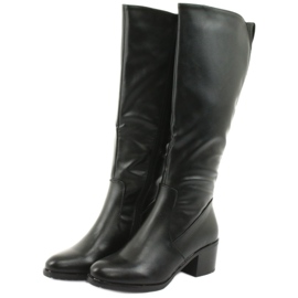 M.Daszyński Zateplené boty na vysokém podpatku Daszyński 153 černé černá 3