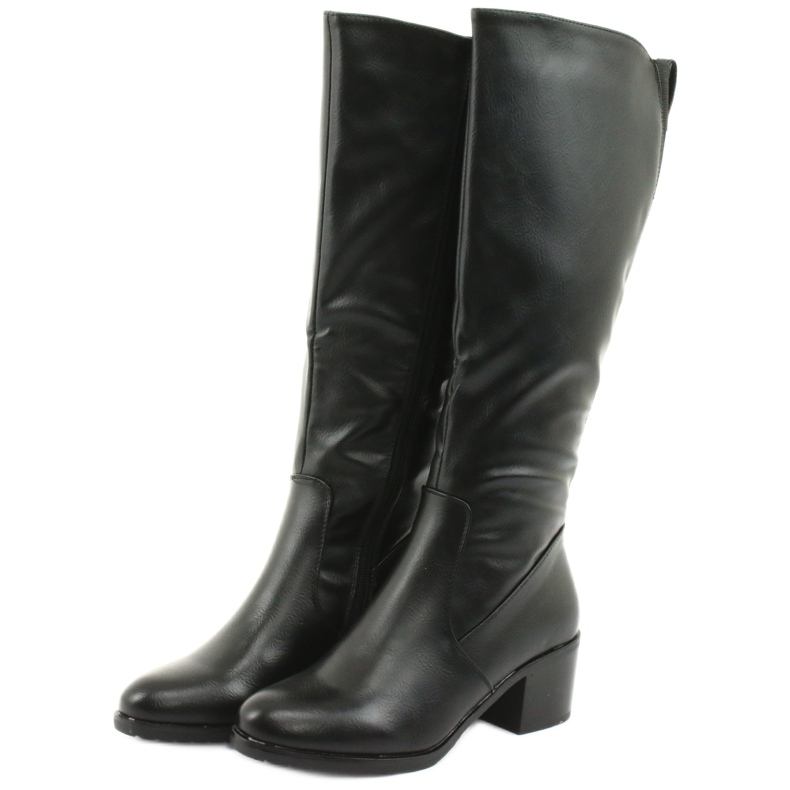 M.Daszyński Zateplené boty na vysokém podpatku Daszyński 153 černé černá 3