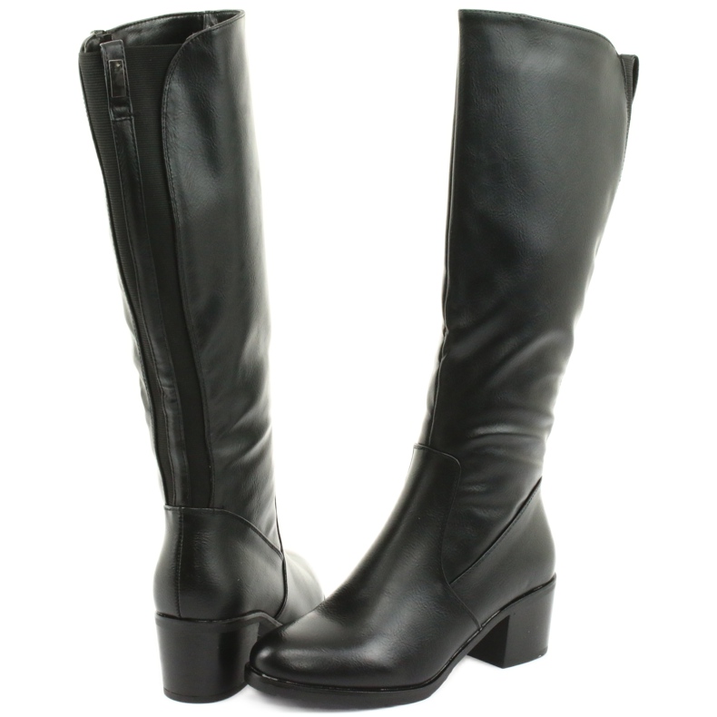 M.Daszyński Zateplené boty na vysokém podpatku Daszyński 153 černé černá 4