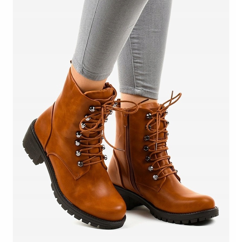 Hnědé zateplené vojenské boty K-9922 hnědý 2