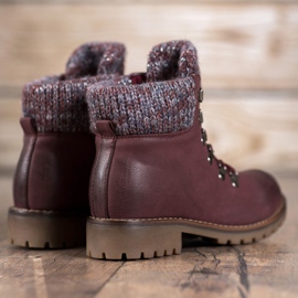 SHELOVET Burgundské šněrovací boty červené 1 SHELOVET Burgundské šněrovací boty červené 1