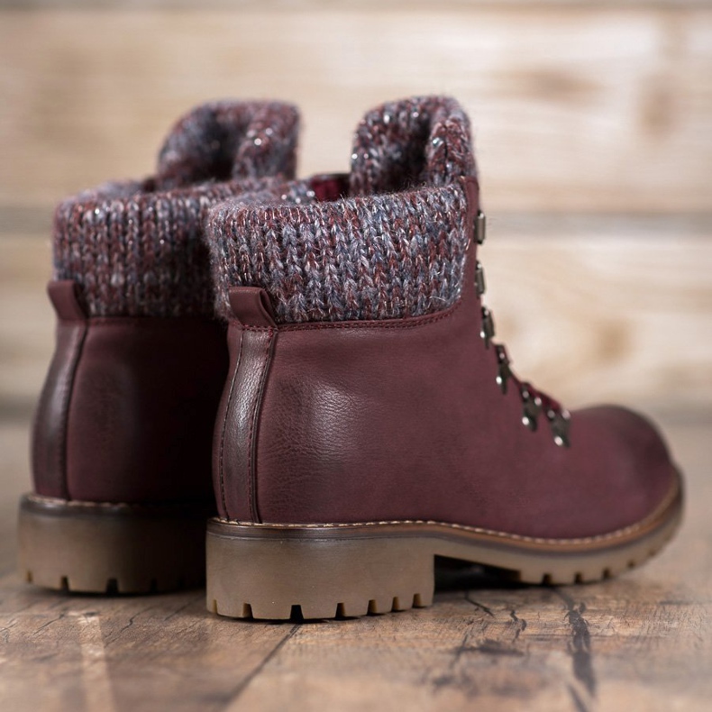 SHELOVET Burgundské šněrovací boty červené 1 SHELOVET Burgundské šněrovací boty červené 1