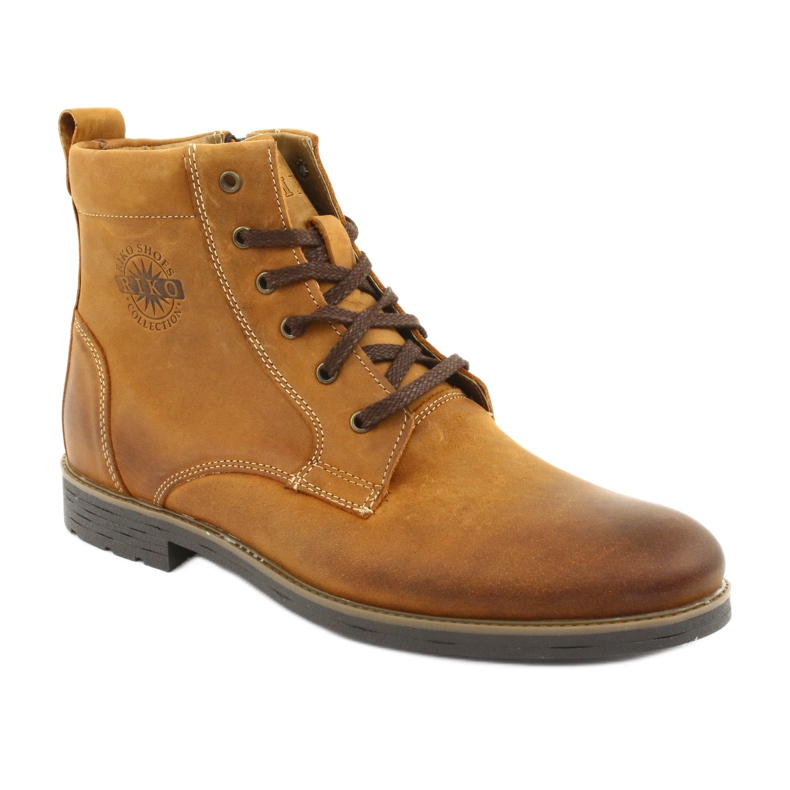 Kotníkové boty na vysokém podpatku na bláznivém slunném zipu Riko 884 hnědý žlutá 1