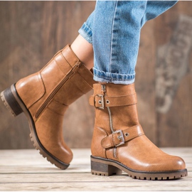 SHELOVET Pracovníci s ozdobným zipem hnědý 1