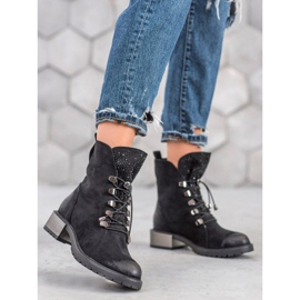 Goodin Semišové kozačky s žebrováním černý 2