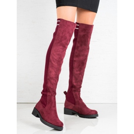 Ideal Shoes Nazouvací semišové boty červené 2