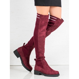 Ideal Shoes Nazouvací semišové boty červené 1