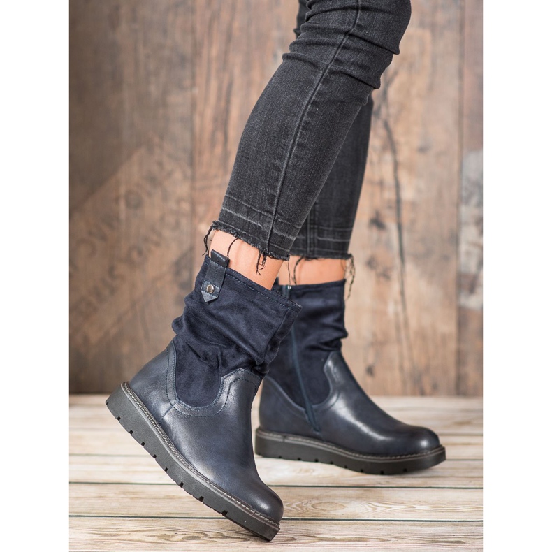 Ideal Shoes Pracovníci na platformě modrý 1