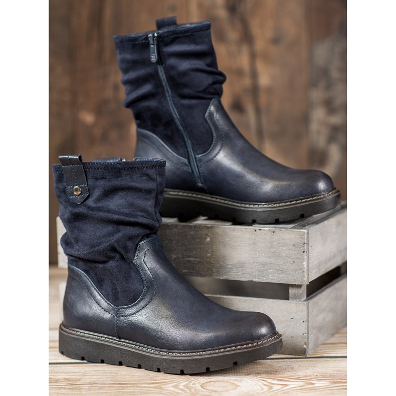 Ideal Shoes Pracovníci na platformě modrý 2