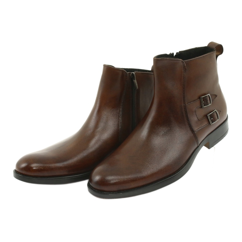 Moskała Kotníkové boty z mozaikové kůže hnědý 3