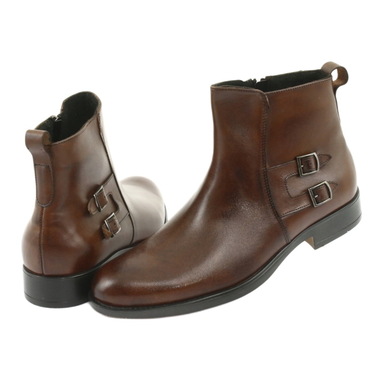 Moskała Kotníkové boty z mozaikové kůže hnědý 4