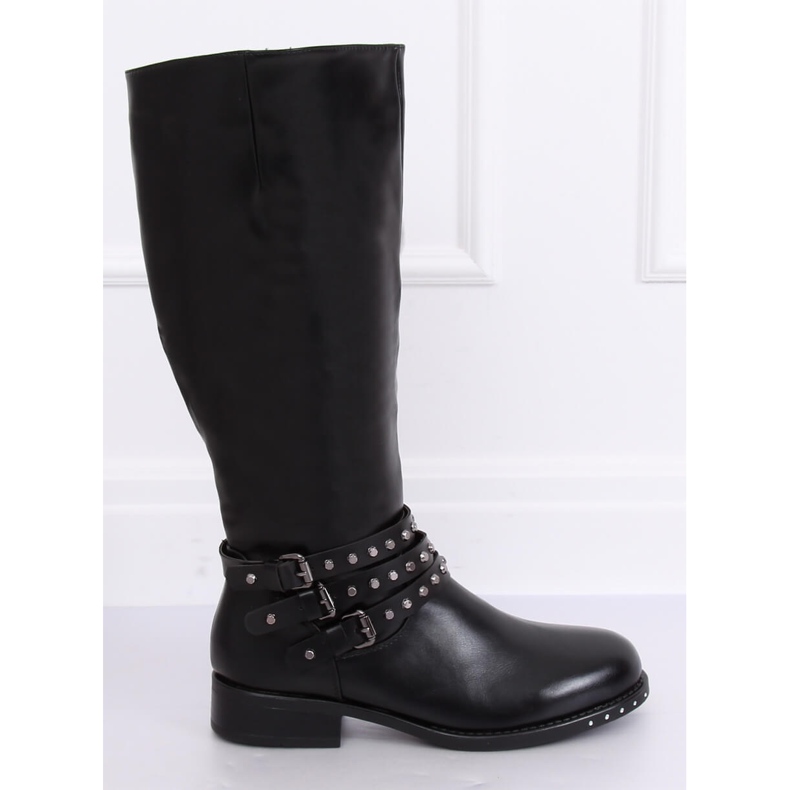 Černé jezdecké boty s cvočky Y208 Black černý 1