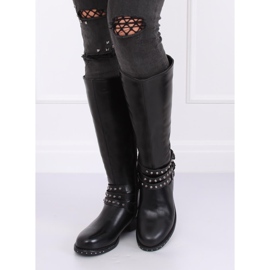 Černé jezdecké boty s cvočky Y208 Black černý 2