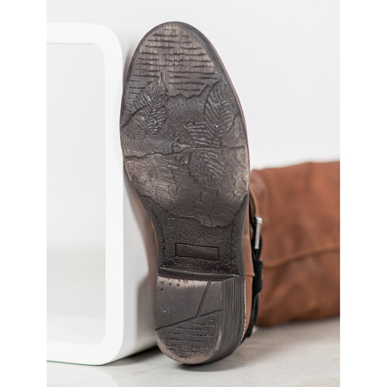 SHELOVET Hnědé boty s ornamenty hnědý 1