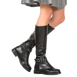 SHELOVET Černé boty s kubickým zirkonem černá 1