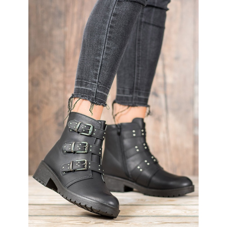 J. Star Černí dělníci se sponami černá 2