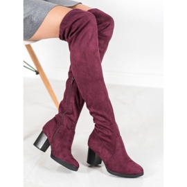 SHELOVET Suede přes kolena červený 1