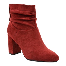 Elegantní vínové boty na sloupku 884 červený 1