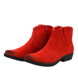 Červené ploché kozačky pro ženy kovbojské boty K860 2